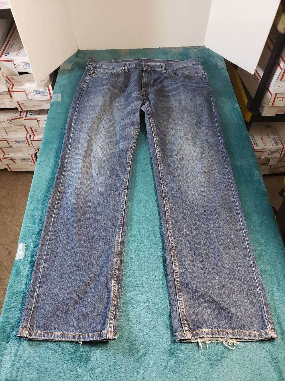 Levis 559 Jeans Size 38x34 Mens Blue Pants Stretch Relaxed Straight Red Tab